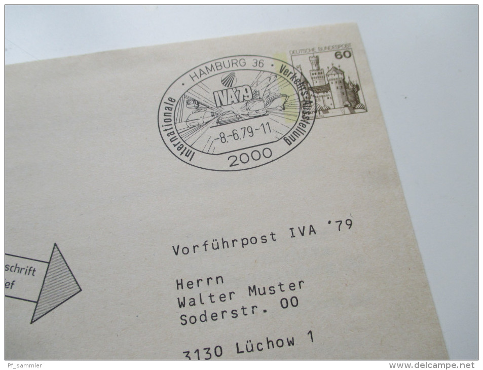 BRD 60 Pfg. B&S Privat-GU/Vorführpost IVA'79 + SST Hamburg 1979. Anschriftenlesemaschine. Strichcode. Post-Messestand