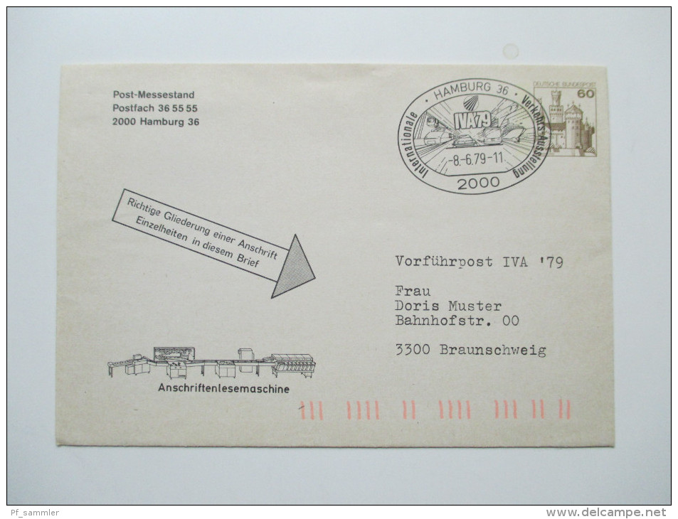 BRD 60 Pfg. B&S Privat-GU/Vorführpost IVA'79 + SST Hamburg 1979. Anschriftenlesemaschine. Strichcode. Post-Messestand