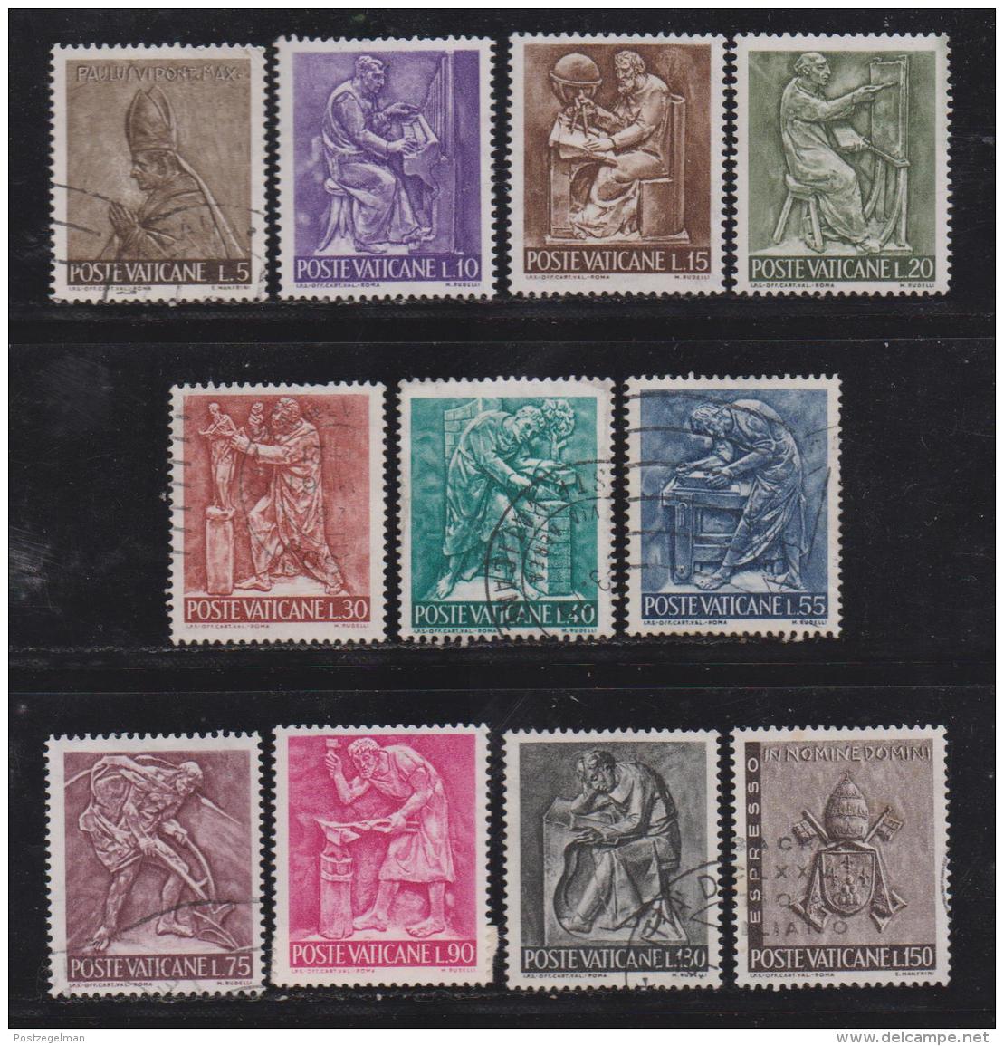 VATICAN, 1966, Mixed Stamps , Sculptures, 490=500, #3929,  11 Values Only - Used Stamps