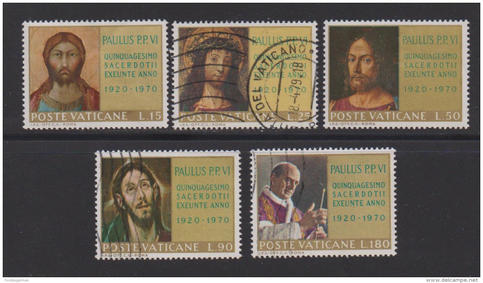 VATICAN, 1970, Mixed Stamps , Pope Paul's Ordination, 564-568, #3972,  Complete - Used Stamps
