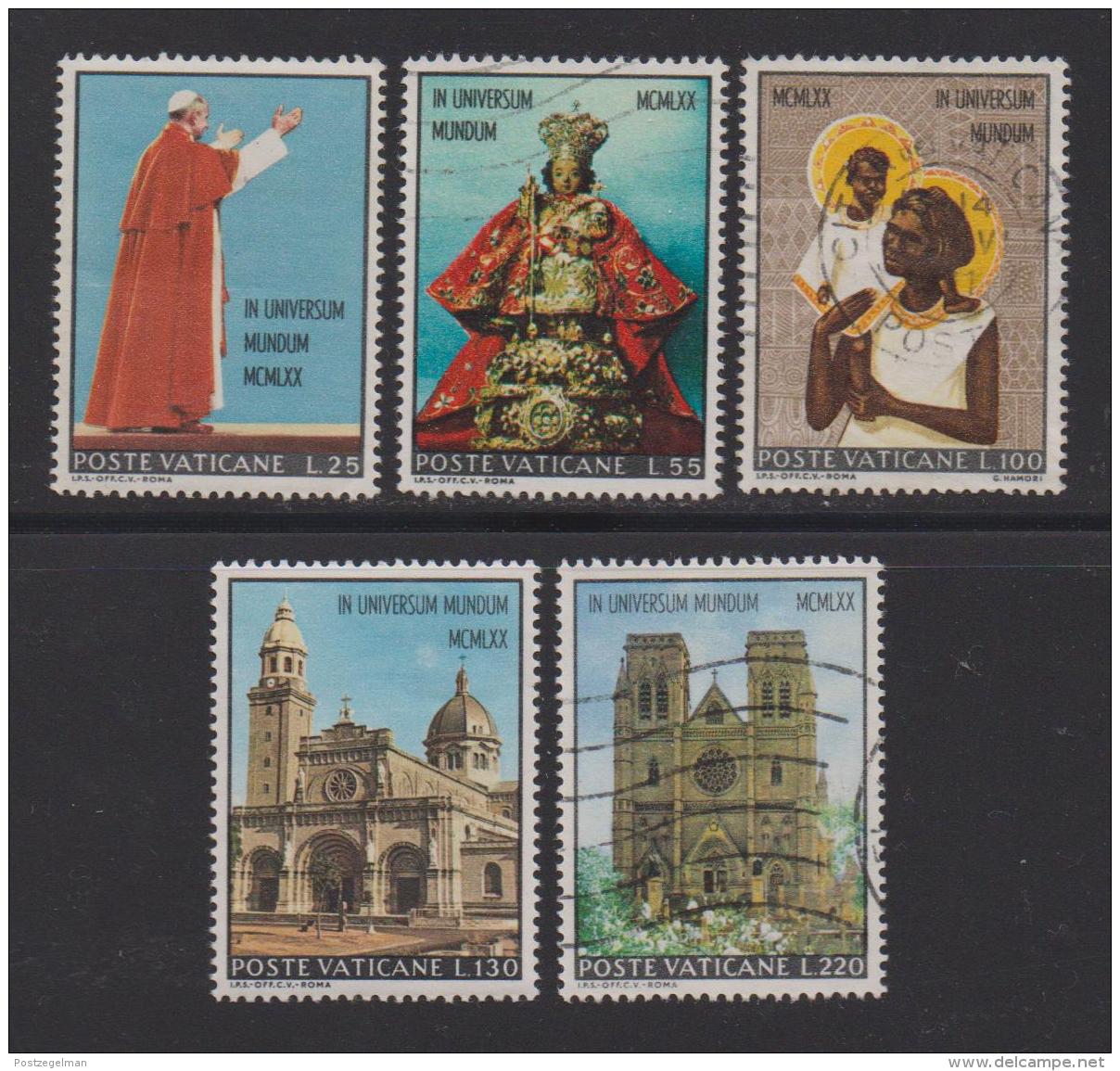 VATICAN, 1970, Mixed Stamps , Pope Paul's Visit To Asia, 572-576, #3976  Complete - Used Stamps