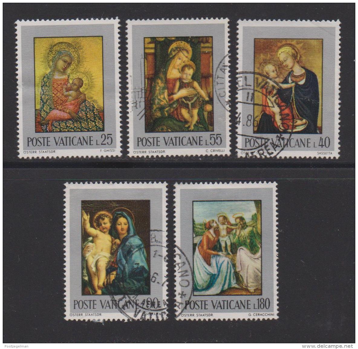 VATICAN, 1971, Mixed Stamps , Easter Paintings, 581-585, #3978 Complete - Used Stamps