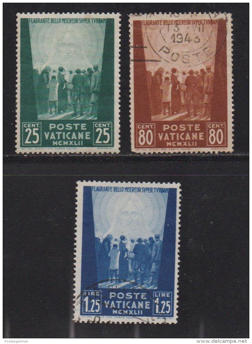 VATICAN, 1942, Mixed Stamps , Prisoners Of War, 89-91, #4130,  Complete - Used Stamps