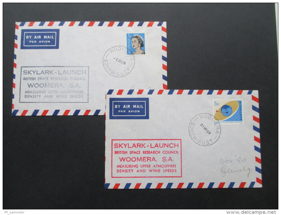 Australien 1968 Skylark Launch British Space Research Council Woomera S.A. 2 Belege. Sonderstempel - Ozeanien