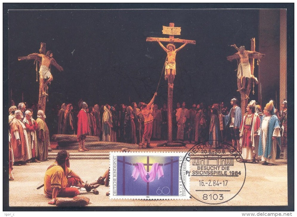 Germany Deutschland 1984 Maximum Card: Religion Passionspiele Oberammargau; Easter Passion Ostern Pâques Pasqua - Cristianesimo