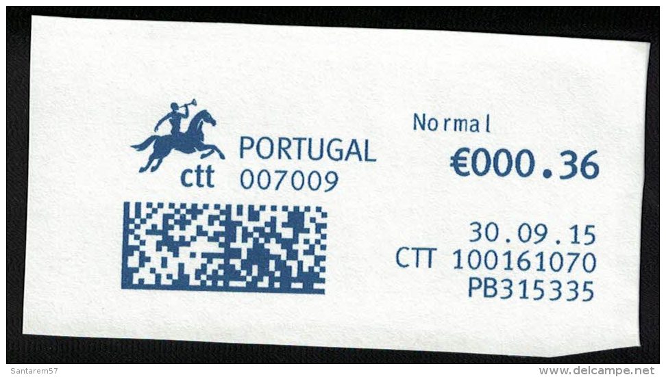 Portugal EMA Postmark Sur Fragment Datamatrix 30.09.2015 PB315335 Bureau 007009 - Machines à Affranchir (EMA)