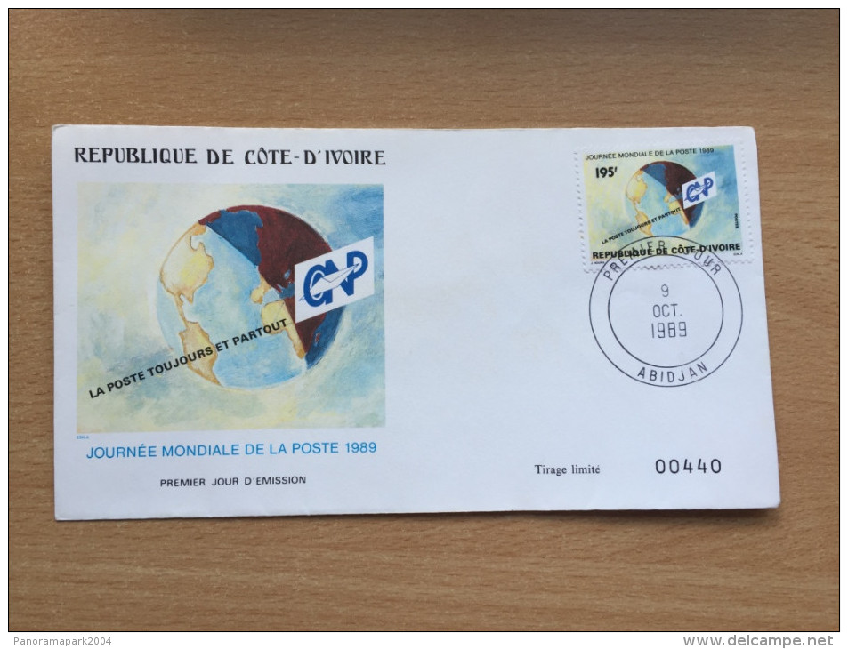 Côte D'Ivoire Ivory Coast Elfenbeinküste 1989 FDC Journée Mondiale De La Poste Weltposttag World Post Day Mi. 1002 - Côte D'Ivoire (1960-...)