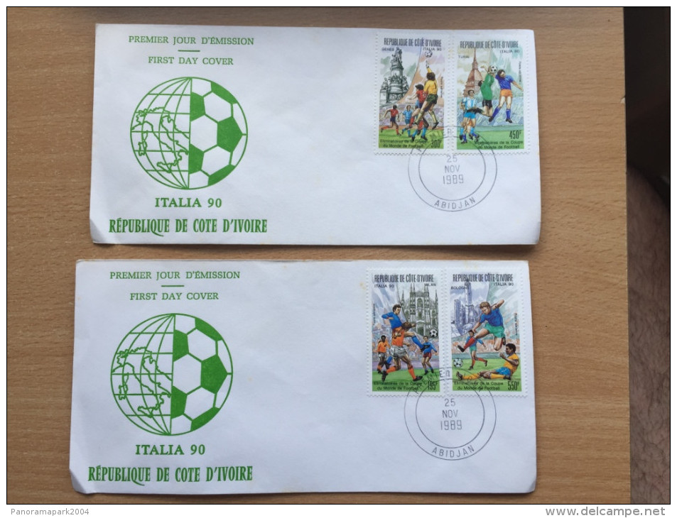 Côte D´Ivoire Ivory Coast Elfenbeinküste 1989 FDC Coupe Monde FIFA World Cup Football Soccer Fußball Italia Mi. 1004-07 - Côte D'Ivoire (1960-...)