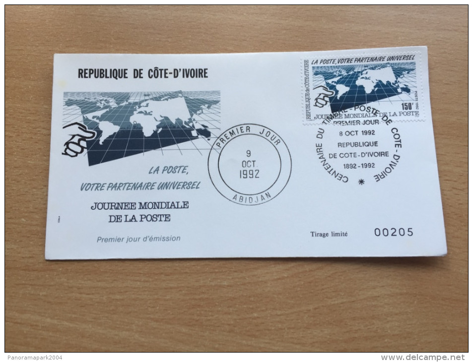Côte D´Ivoire Ivory Coast Elfenbeinküste 1992 FDC Journée Mondiale De La Poste Weltposttag Postal Day Mi. 1073 - Côte D'Ivoire (1960-...)