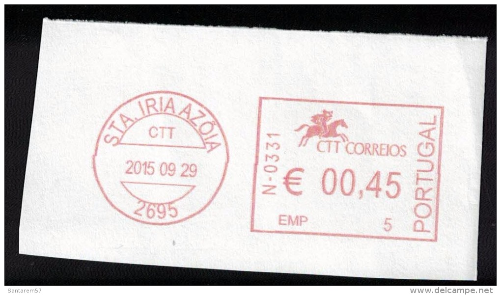 Portugal EMA Postmark Sur Fragment 29.09.2015 Emp. 5 Bureau Sta Iria Azoia - Machines à Affranchir (EMA)