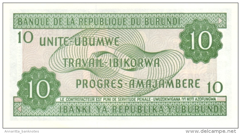 Burundi (BRB) 10 Francs 2005 UNC Cat No. P-33e / BI214k - Burundi