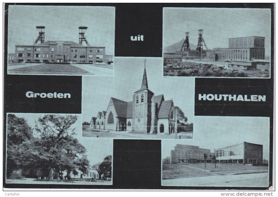 HOUTHALEN-GROETEN-MEERZICHT-KOLENMIJN-CHARBONNAGE-DRUKKERIJ-E.LEFRERE-VERZONDEN KAART-ZIE 2 SCANS-MOOI ! ! ! - Houthalen-Helchteren