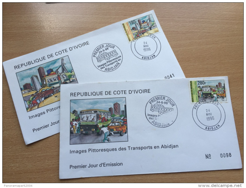 Côte D´Ivoire Ivory Coast Elfenbeinküste 1996 FDC Transports Abidjan Car Bus Voiture Auto Mi. 1161-1164 - Costa De Marfil (1960-...)