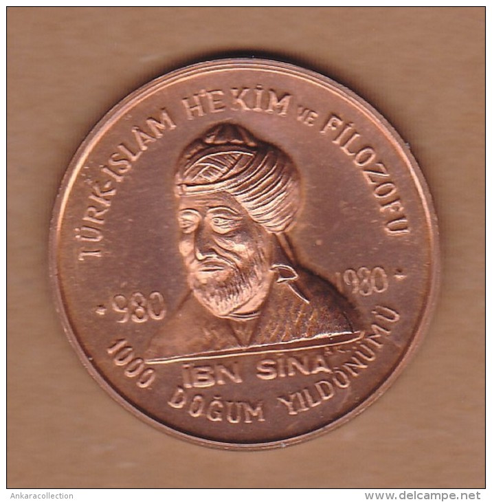 AC - THOUSAND BIRTH YEAR OF IBNI SINA AVICENNA, SCIENTIST, DOCTOR COMMEMORATIVE COPPER MEDALLION 1980, TURKEY - Other & Unclassified