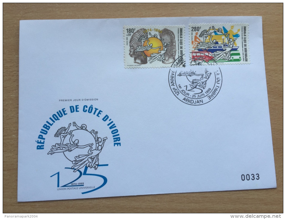 Côte D´Ivoire Ivory Coast Elfenbeinküste 1999 FDC 125 Ans Years Jahre UPU Union Postale Universelle Mi. 1205 - 1206 - Côte D'Ivoire (1960-...)