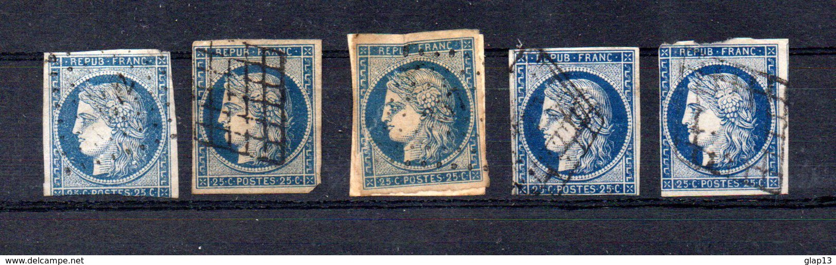 TIMBRE N°4 OBLITERE LOT DE 5 - 1849-1850 Ceres