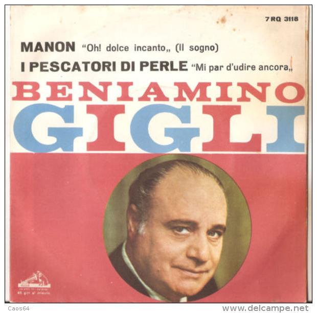 Beniamino Gigli  Manon - I Pescatori DI Perle 7" NM - Opéra & Opérette