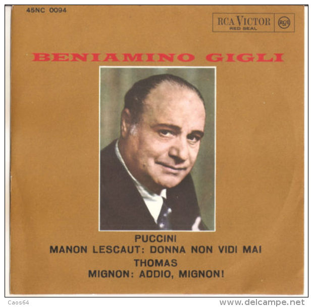 Beniamino Gigli  PUCCINI: MANON LESCAUT - MIGNON 7" M - Opere