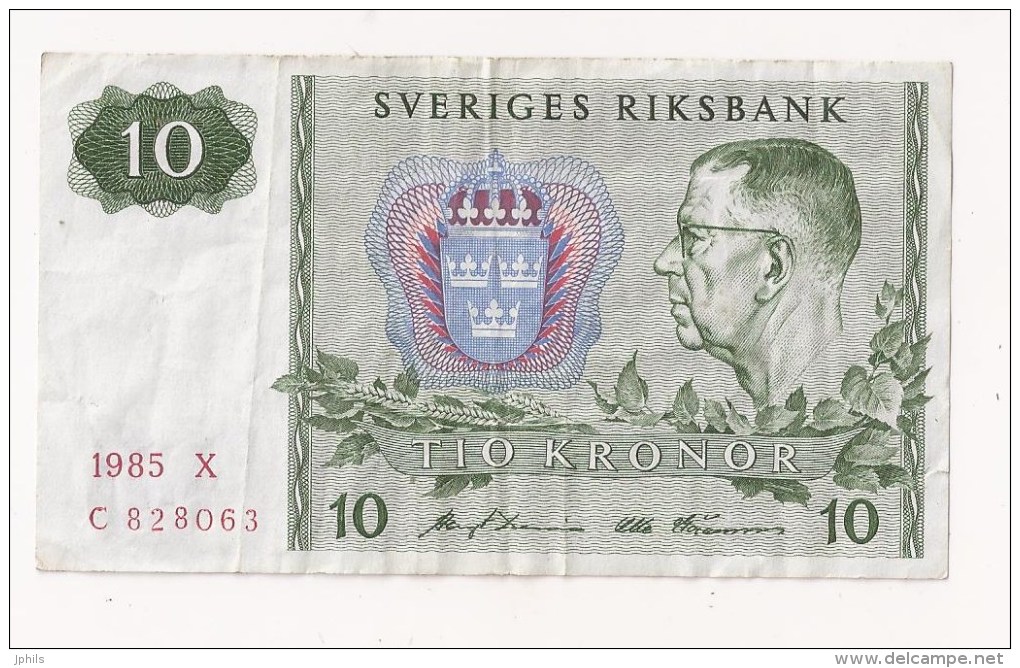 SUEDE SVERIGES RIKSBANK 10 KRONOR 1985 - Suède