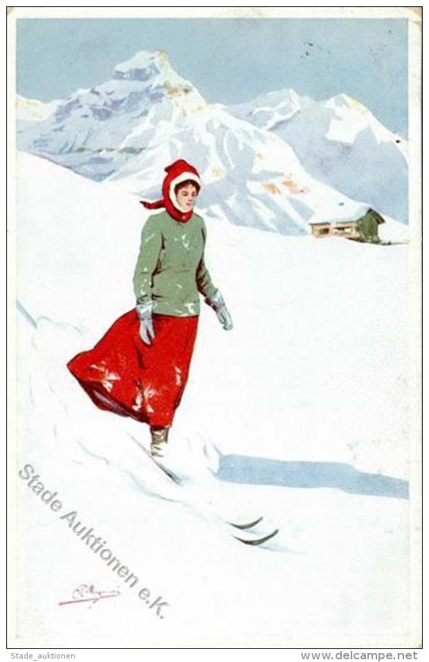 Pellegrini, A. H. Ski Frau  Künstlerkarte 1913 I-II - Unclassified