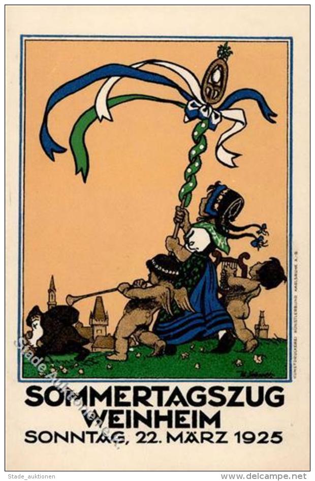Künstlerbund Karlsruhe Sommertagszug Weinheim 1925 Künstler-Karte I-II - Unclassified
