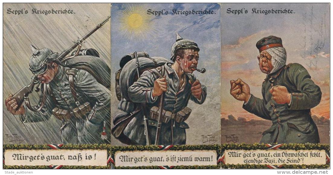 Thiele, Arthur Seppels Kriegsberichte Lot Mit 3 Künstler-Karten I-II - Thiele, Arthur