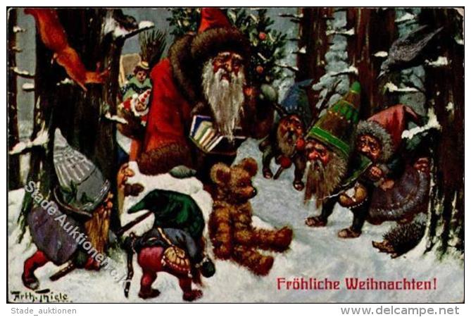 Thiele, Arthur Zwerge Teddybär  Künstlerkarte I-II (Marke Entfernt) Lutin - Thiele, Arthur