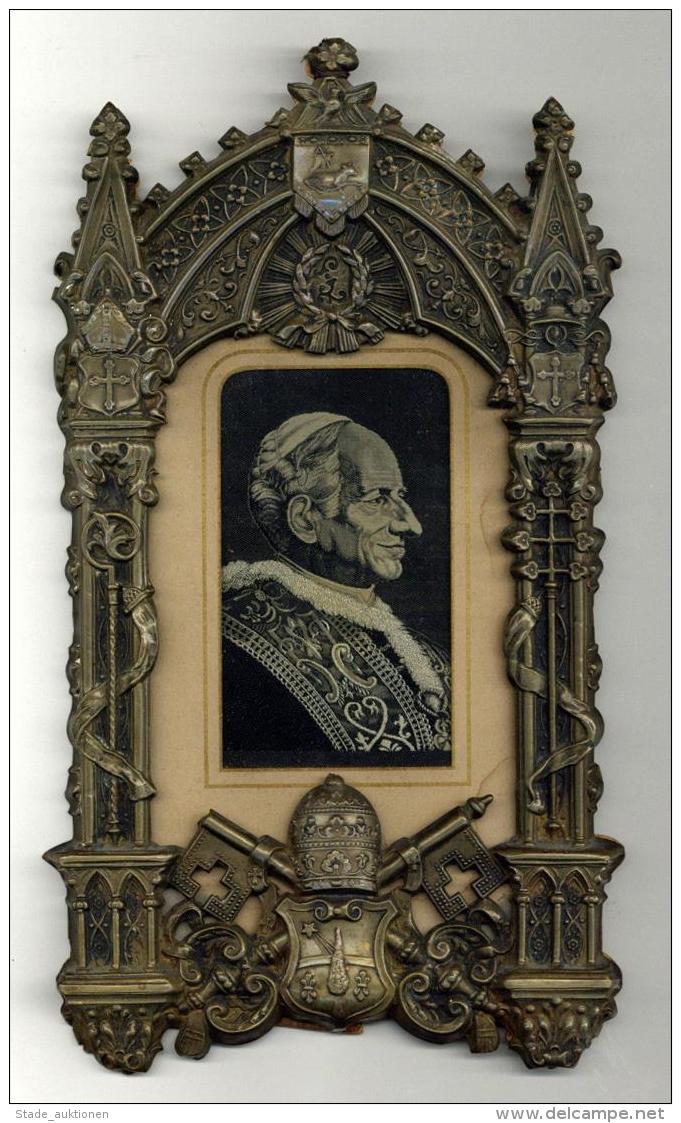 Seide Gewebt Papst Leo XIII In Zierrahmen I-II Soie - Unclassified