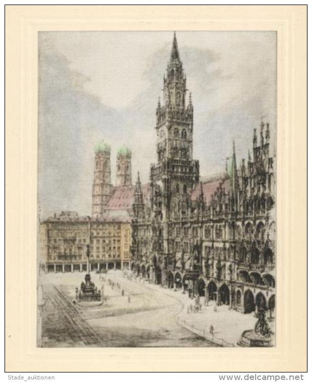 Seide München (8000) Rathaus Im Passepartout Ca. 18x13 Cm I-II Soie - Unclassified