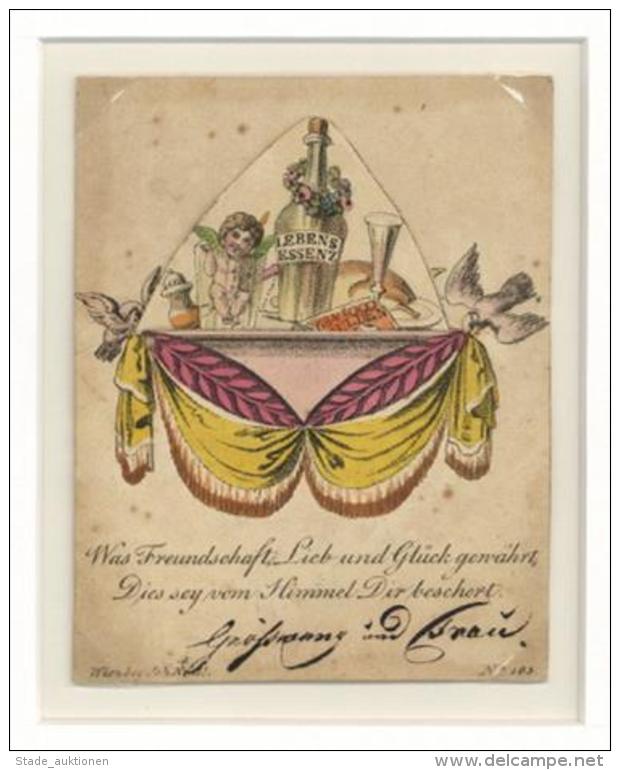 Freundschaftsbild Handcoleriert Zum Ziehen Ca. 1815 7,5 X 9,5 Cm I-II - Unclassified