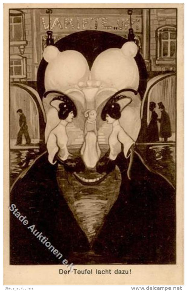 Metamorphose Der Teufel Lacht Dazu  Künstlerkarte 1908 I-II Surrealisme - Unclassified