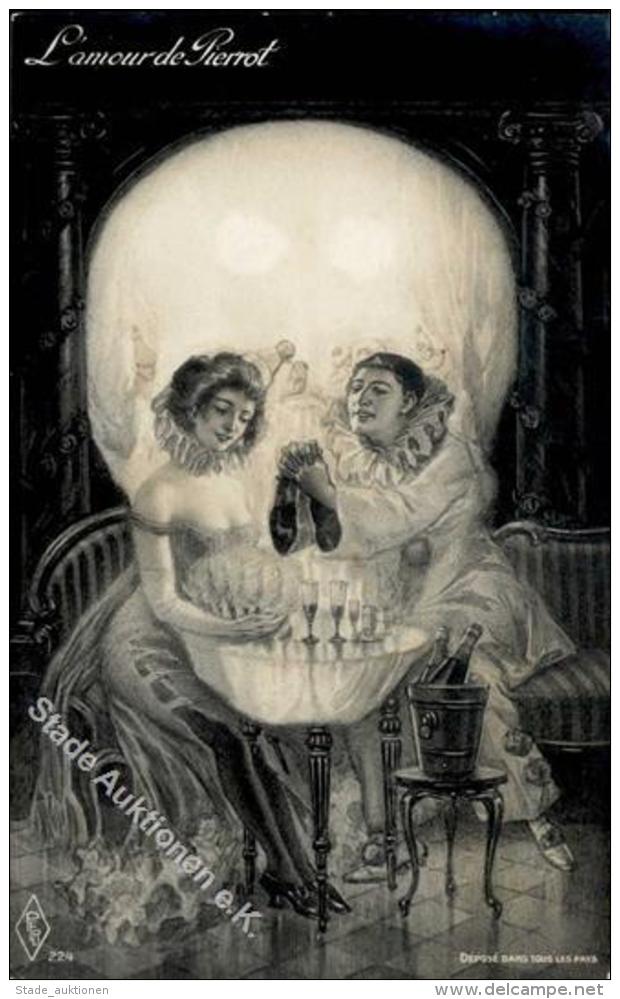 Metamorphose L'amour De Pierrot Totenkopf  Foto AK 1909 I-II Surrealisme - Unclassified