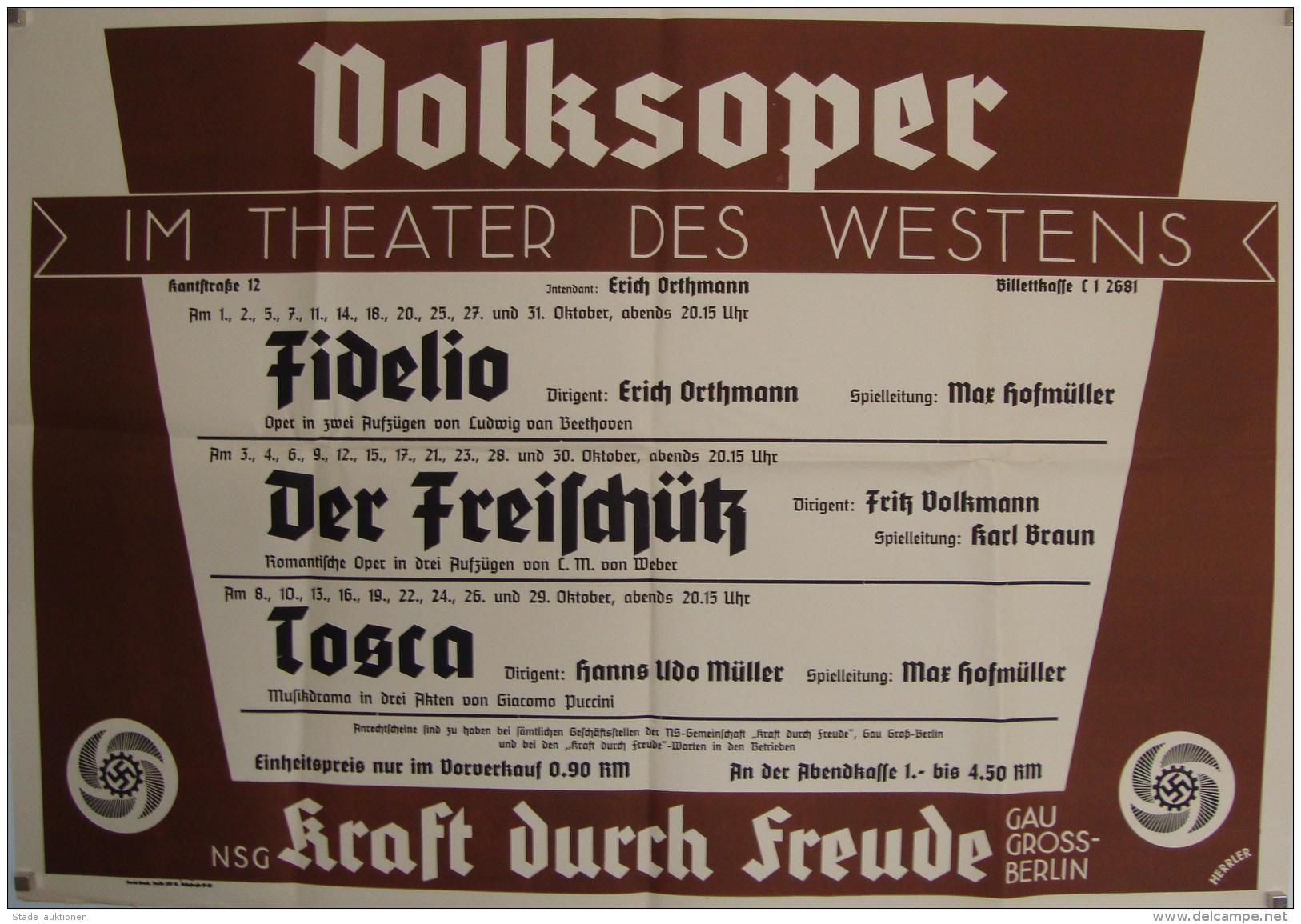 Musik / Oper WK II Plakat Volksoper Im Theater Des Westens Ca. 84x58 Cm I-II - Unclassified