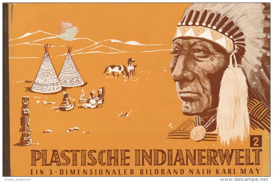 May, Karl Buch Plastische Indianerwelt Auf Leben Und Tod Aus Winnetou Mit 3 D Bildern Und Brille I-II - Unclassified