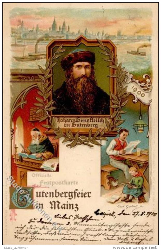 Buch Gutenberg Mainz (6500) 500 Jahr Feier 1900 Künstler-Karte I-II - Unclassified