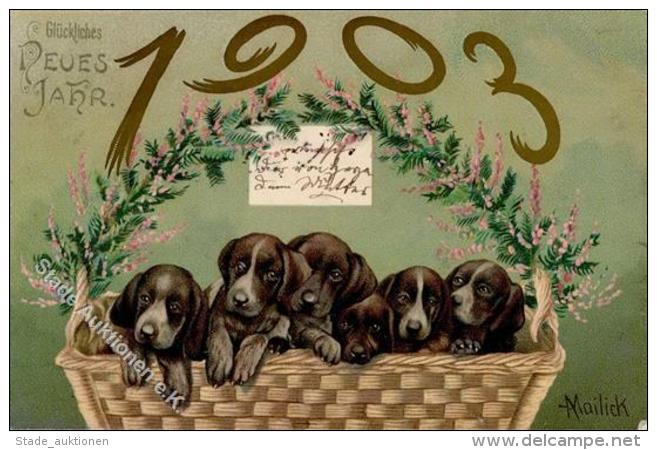 Jahreszahl 1903 Hunde Sign. Mailick  Künstlerkarte I-II Chien - Unclassified