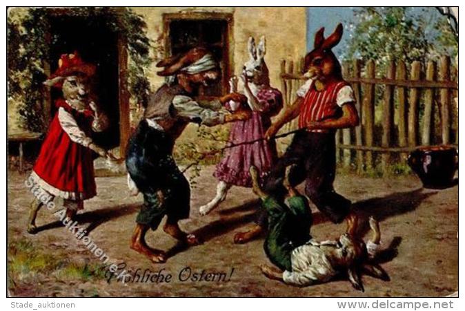 Ostern Hase Personifiziert Künstlerkarte 1909 I-II (Ecke Abgestossen) Paques - Easter