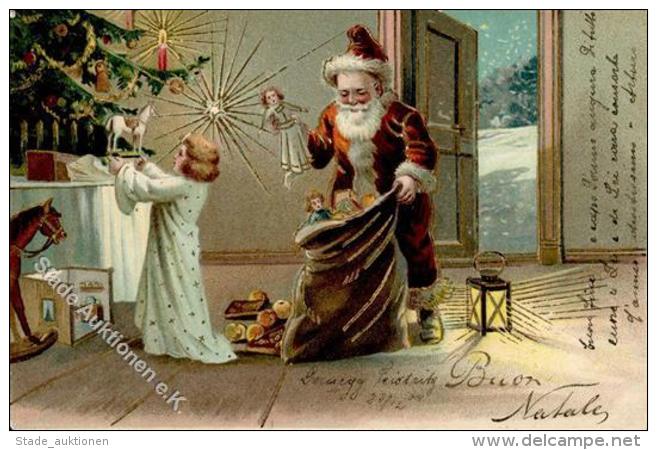 Weihnachtsmann Kind Puppe Spielzeug  Prägedruck 1904 I-II Pere Noel Jouet - Unclassified