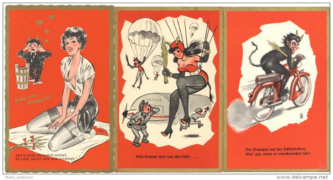 Krampus Humor Lot Mit 7 Ansichtskarten I-II - Unclassified