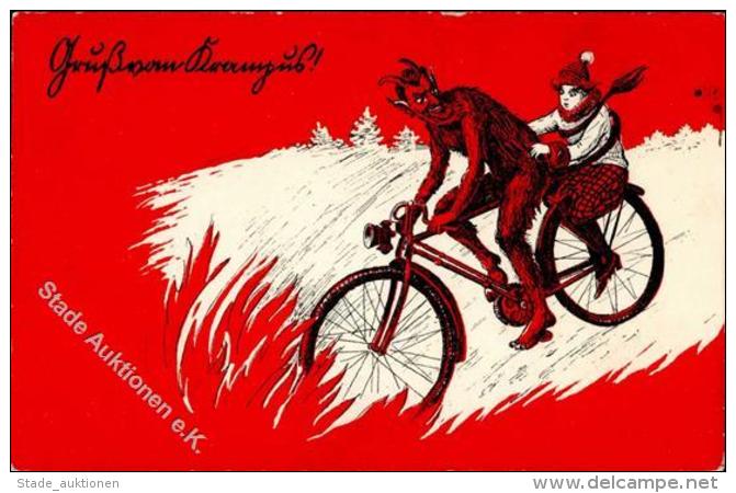 Krampus Kind Fahrrad Künstlerkarte I-II Cycles - Unclassified