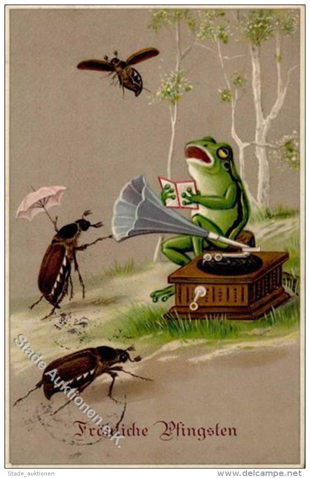 Frosch Personifiziert Grammophob Maikäfer 1914 I-II (fleckig) Hanneton Grenouille - Non Classés