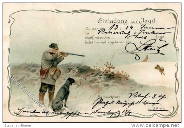 Jagd Einladung Jäger Hund  1901 I-II Chasse Chien - Hunting