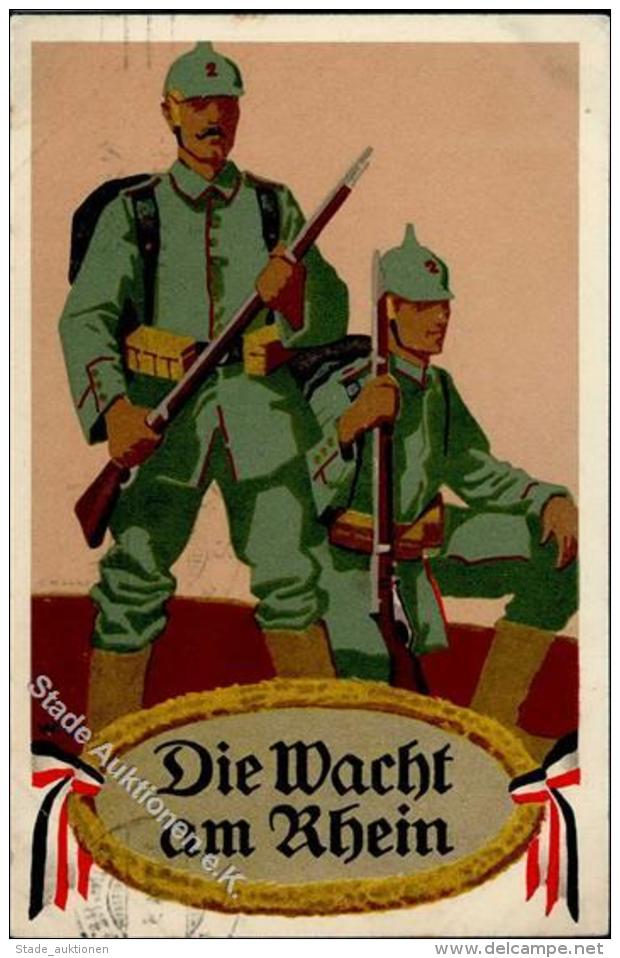 WK I Die Wacht Am Rhein Soldat Pickelhaube Schwarz-Weiß-Rot Künstlerkarte 1914 I-II - Unclassified