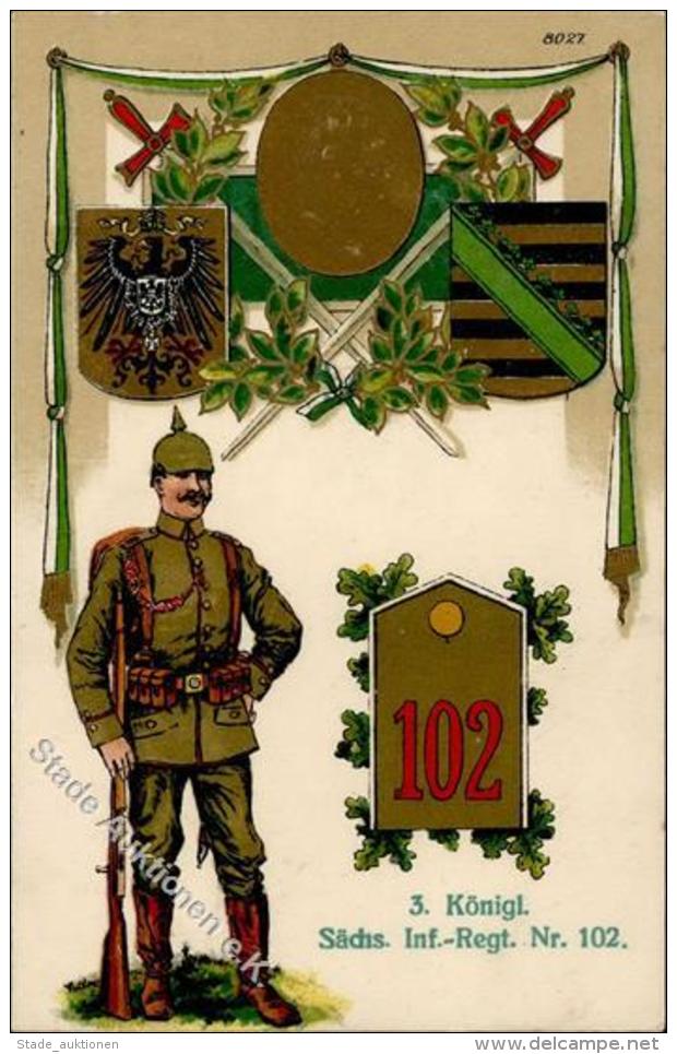 Regiment Nr. 102 3. Königl. Sächs Inf. Regt. Präge-Karte 1917 I-II - Regiments