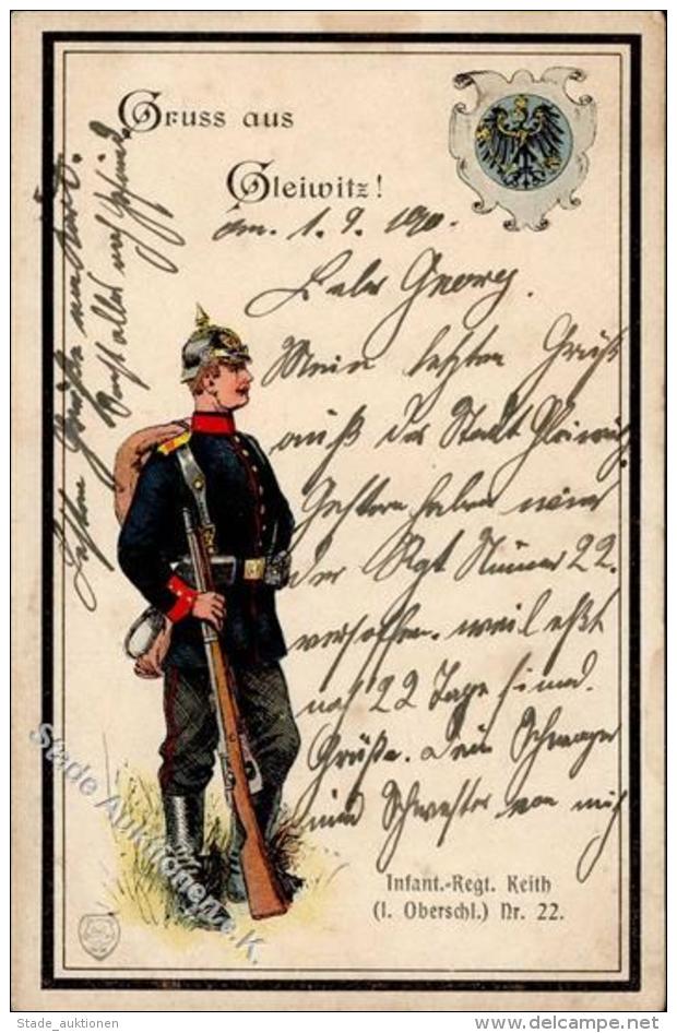 Regiment Nr. 22 Infant. Regt. Keith 1. Oberschl. Lithographie 1901 I-II - Regimenten