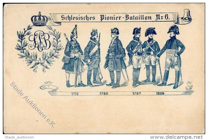 SCHLESIEN - Schlesisches PIONIER-BATAILLON Nr. 6" Feldpostkarte I-II" - Regiments