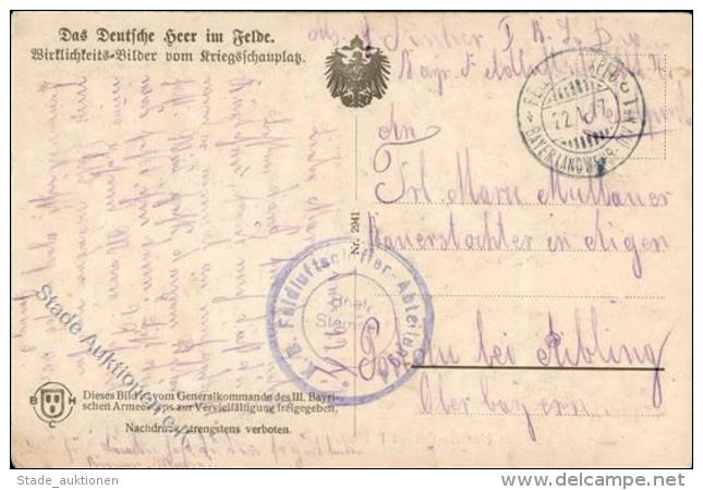 Feldpost WK I Bayern, 1917, Blauer K.B. Feldluftschiffer-Abteilung 4", Sw FP-Ak (Neueste Nachrichten Vom Felde), K2 "FP - Unclassified