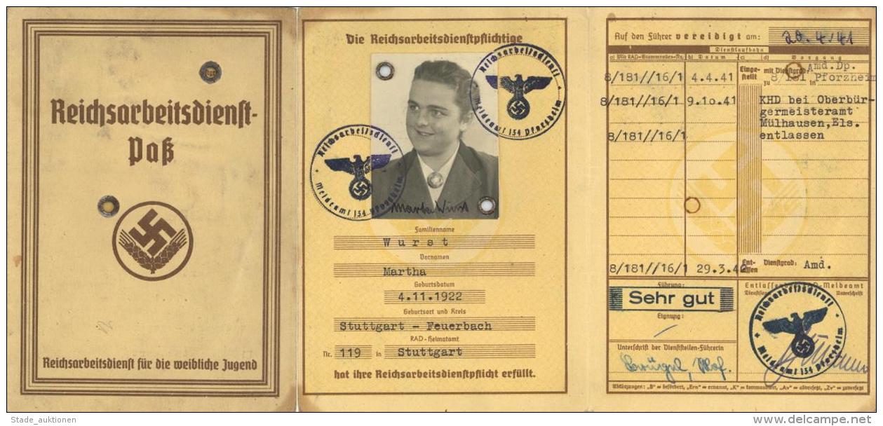 WK II Dokumente Reichsarbeitsdienst Pass I-II - Unclassified