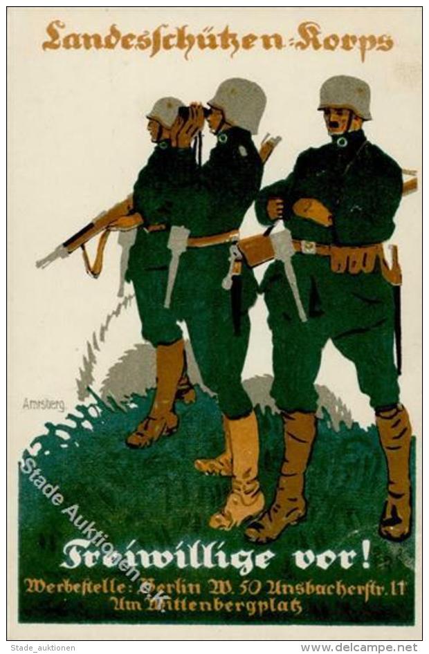 WK II Landeschützen Korps Soldaten Sign. Armsberg Künstler-Karte I-II - Zonder Classificatie