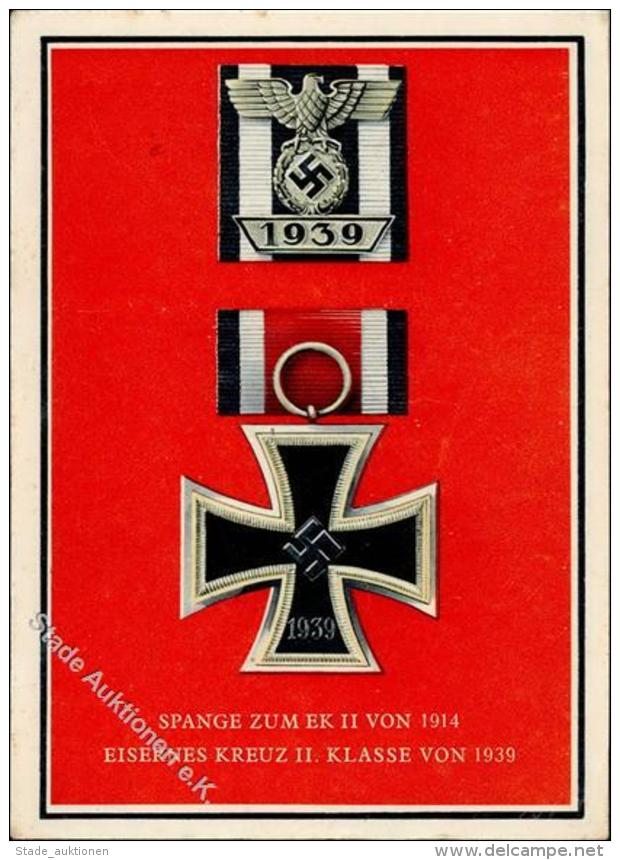 WK II Orden Spange Zum EK II Von 1914 Und Eisernes Kreuz II. Klasse Von 1939 Ansichtskarte I-II (Stauchung) - Unclassified